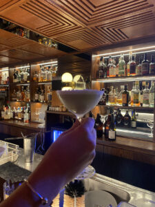 A banana, oat milk cocktail at Austin Club.